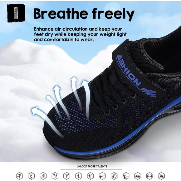 Kids 3208-black Blue Running Breathable Lightweight Non Slip Comfortable Sneaker - Picture 3 of 7